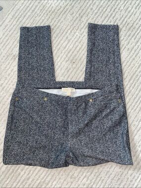 Michael Kors Stretch Herringbone Tweed Skinny Pants, Gold Hardware Accents-Sz XL